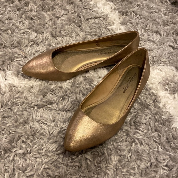 Christian Siriano Shoes Womens Gold Flats Poshmark